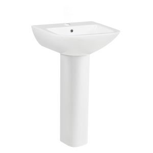 Evox Fern Basin &amp; Pedestal Square White