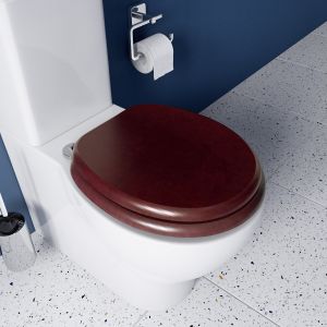 Croydex Davos Solid Pine Wood Toilet Seat Mahogany