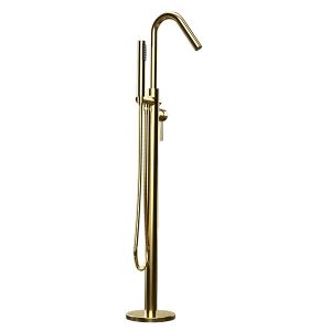 Nuvo Round Freestanding Bath Mixer with Hand Shower Brushed Gold