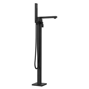 Nuvo Square Freestanding Bath Mixer with Hand Shower Matt Black