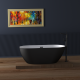 Evox Helena Freestanding Bath with Overflow Matt Black 1680x800x585mm