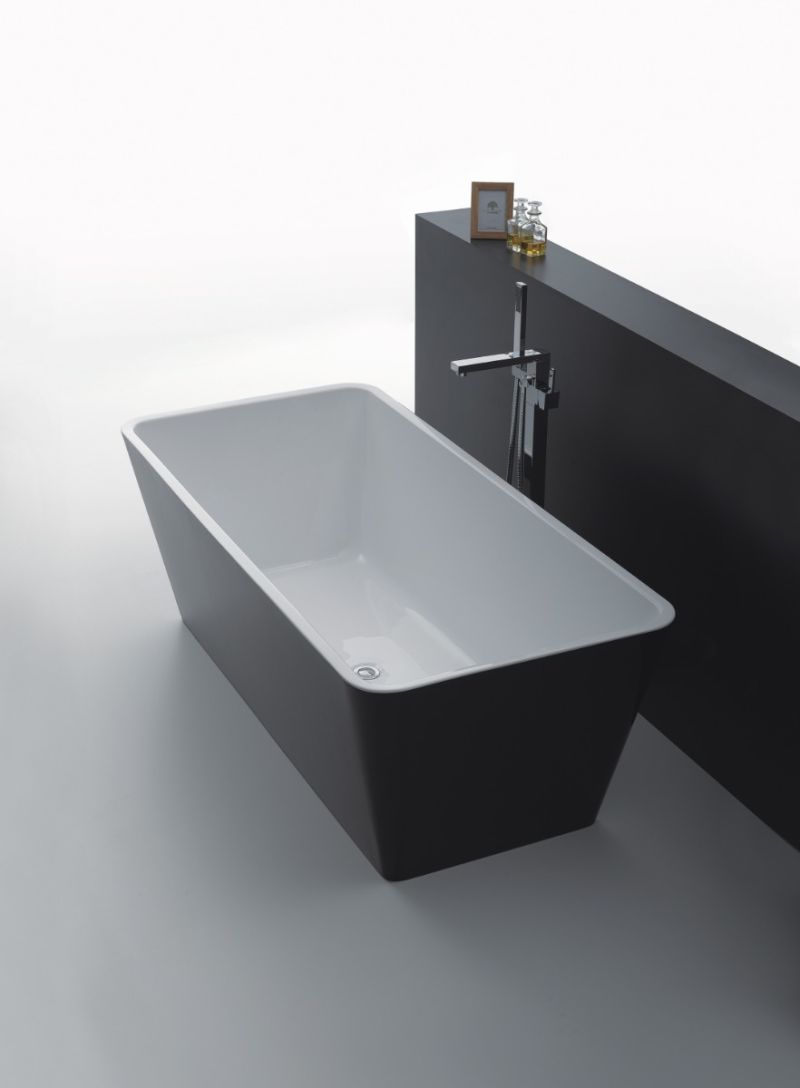 Evox Iris Rectangular Freestanding Bath Gloss Black 1700x800x600mm ...